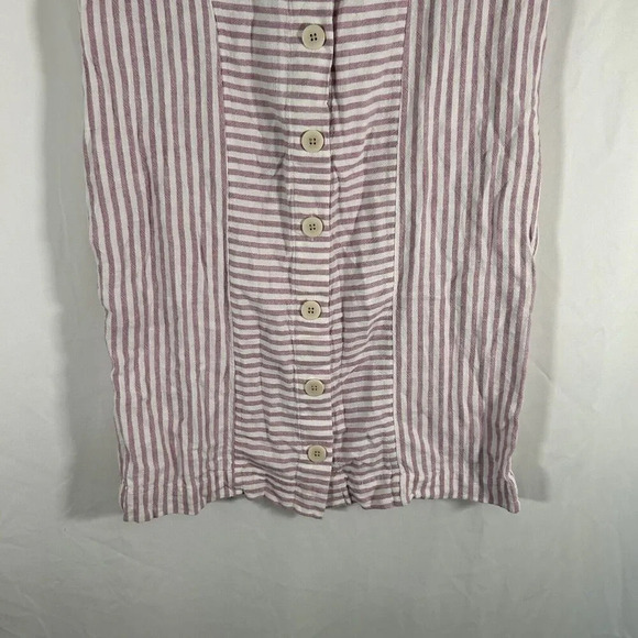 Madewell Mini Dress Women's Small Pink White Striped Linen Blend Pockets - Picture 9 of 9
